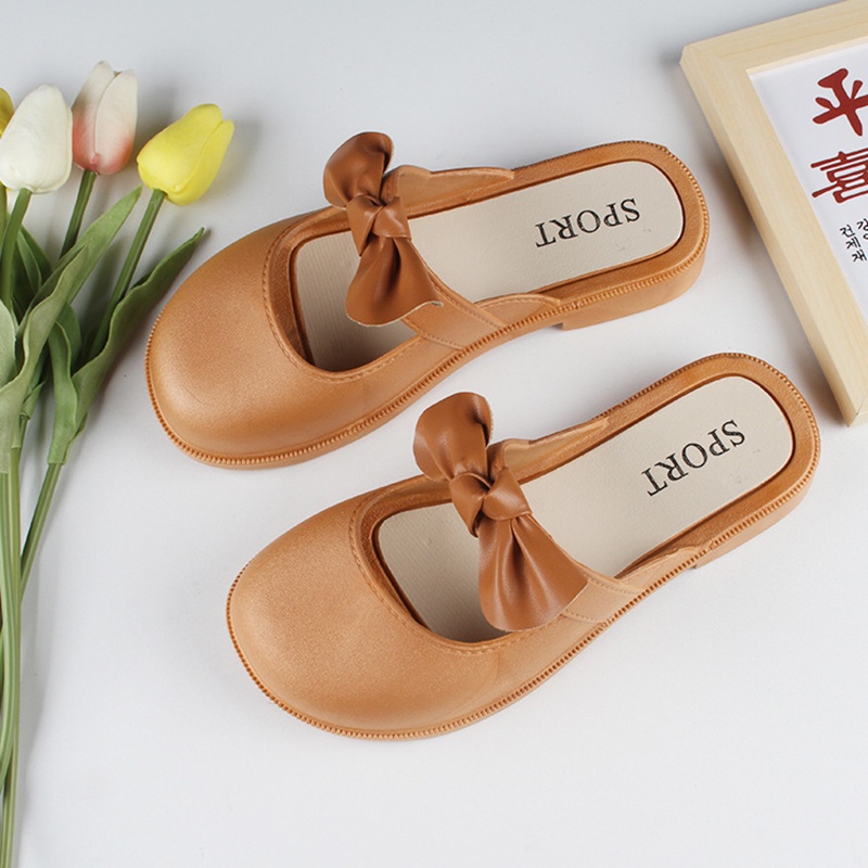 Dép Sandal Xỏ Ngón Đính Nơ Màu Trơn Thời Trang Cho Nữ