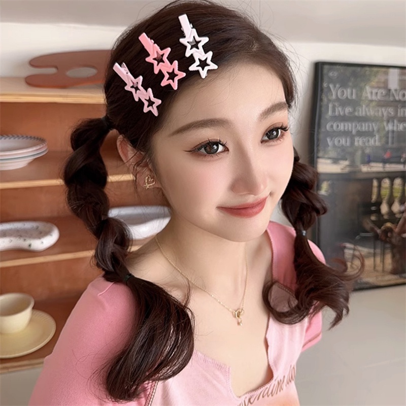 Set 3 Kẹp Tóc Hình Ngôi Sao Màu Sắc Kẹo Ngọt Phong Cách Hàn Quốc