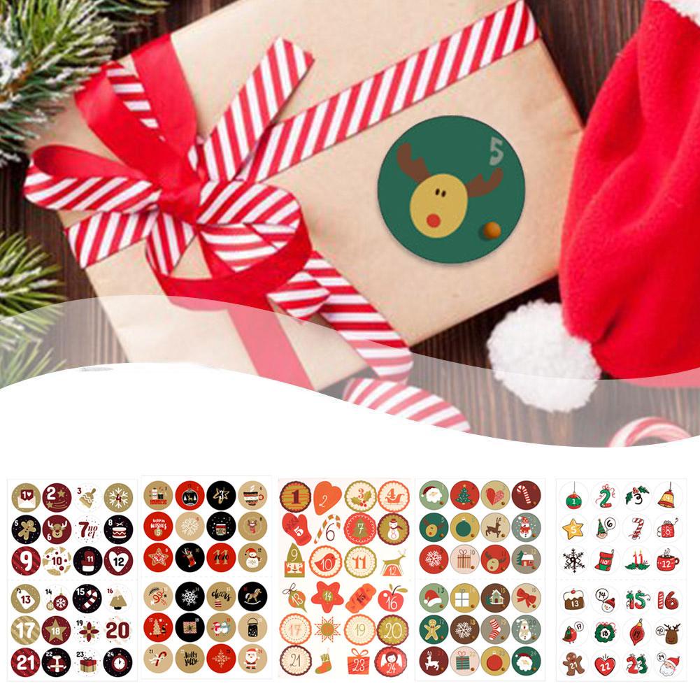 Bộ 24 Miếng Dán Hình Tròn Trang Trí Giáng Sinh e6y5