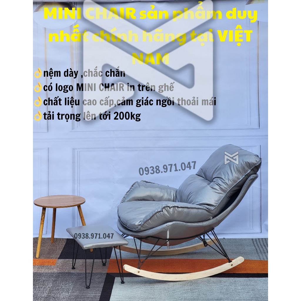Ghế lười sofa bập bênh thư giãn kèm đôn để chân,nằm đọc sách MINI CHAIR