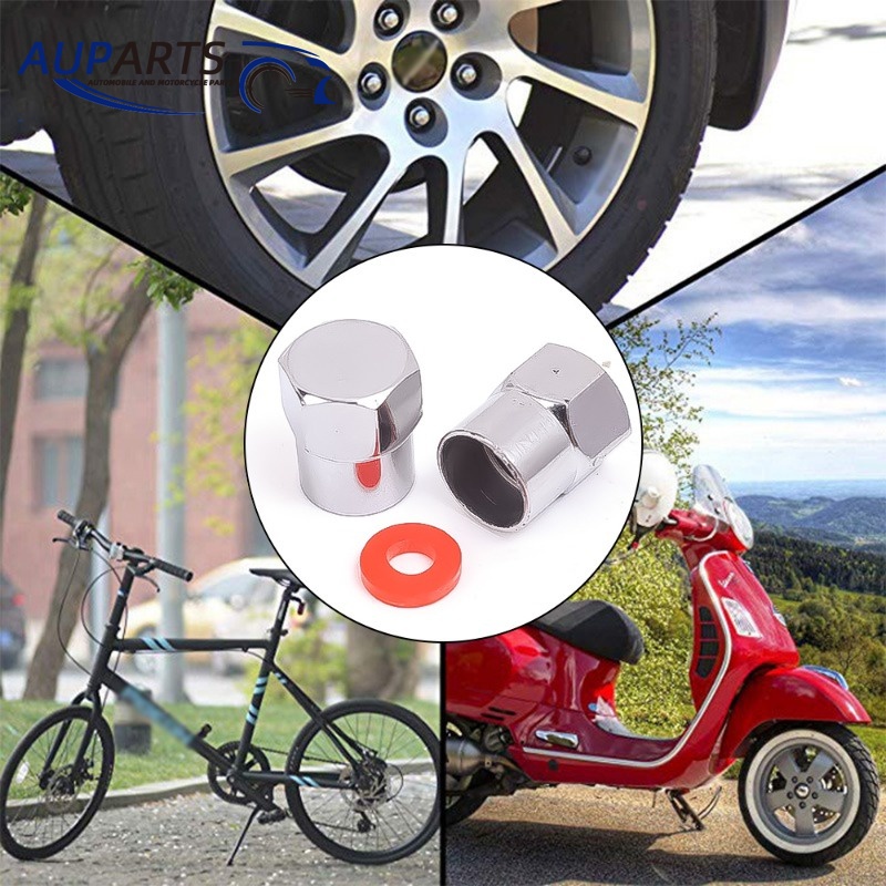 Bộ 10 Nắp Van Bánh Xe Hơi / Xe Máy Đầu Tròn Mạ Crom Bằng Nhựa Chất Lượng Cao