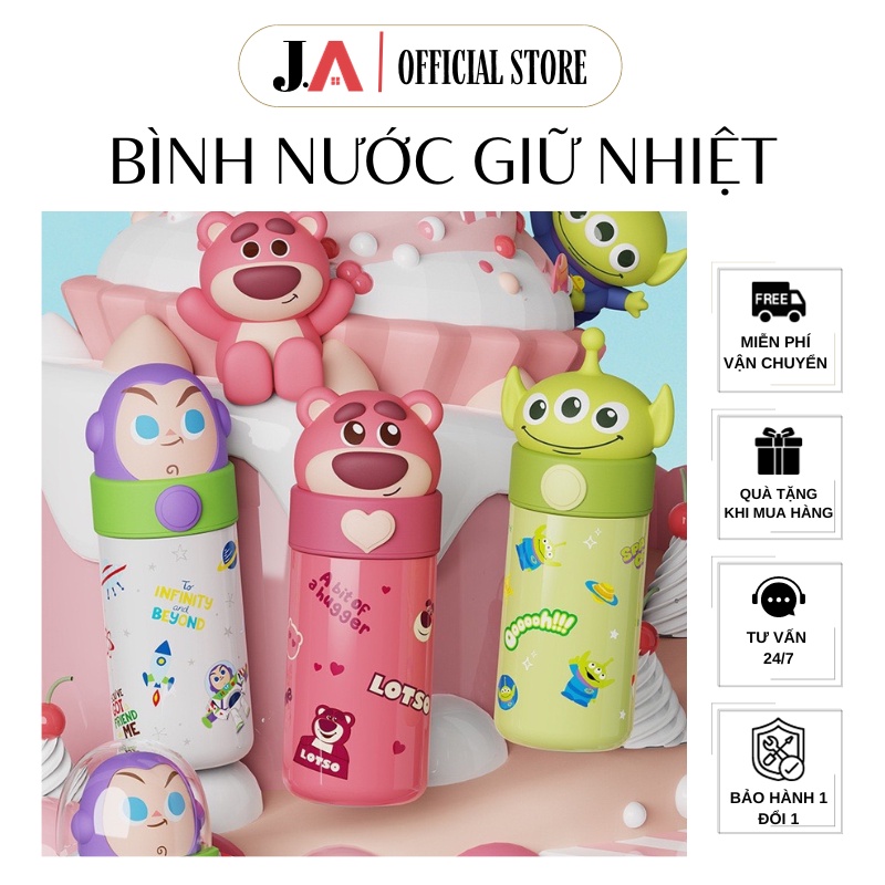 Bình Nước Giữ Nhiệt DISNEY-JA OFFICIAL Cho Bé Thể Tích 350ML Kiểu Dáng Mới, Giữ Nóng Lạnh Lên Đến 12