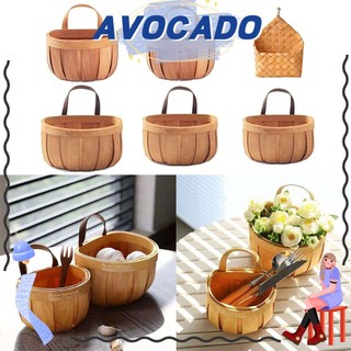 Giỏ đựng trái cây / hoa / trái cây bằng gỗ đan tay treo tường trang trí nhà bếp / phòng khách