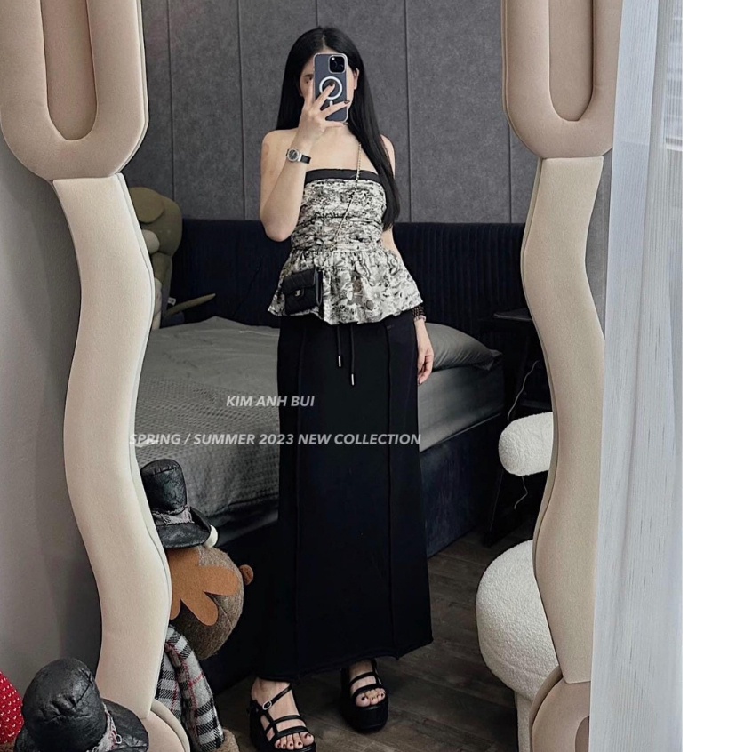 Áo quây body xoè, áo nữ ống bí 2 lớp ,áo cúp ngực kèm mút alohashop91