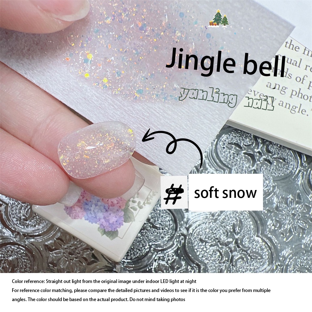 CYREAL Jingle Bells Series Edelweiss Ngày Lễ Giáng Sinh Làm Móng Xanh Lấp Lánh Sequin Sơn Móng Tay Keo Dán Móng Tay Móng Tay Nghệ Thuật