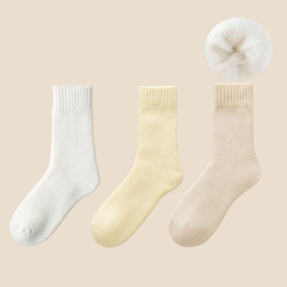 Yve Vớ Dày Giữ Ấm Mùa Đông Bằng cotton polyester Không Đường May Ống Trung Bình Giữ Ấm Mùa Đông