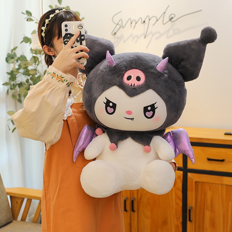 Mới Thú Nhồi Bông Hình kuromi melody Có Đôi Cánh Màu Tối Xinh Xắn