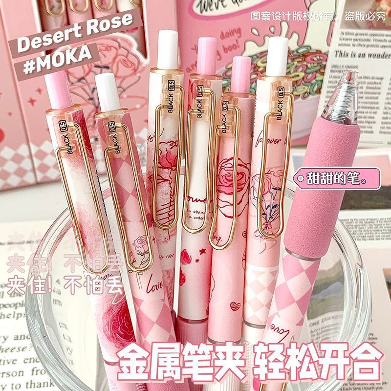 ✨Bút Mực gel Nhấn Hoa Hồng Ấm Áp Dễ Thương Ngòi 0.5Mm