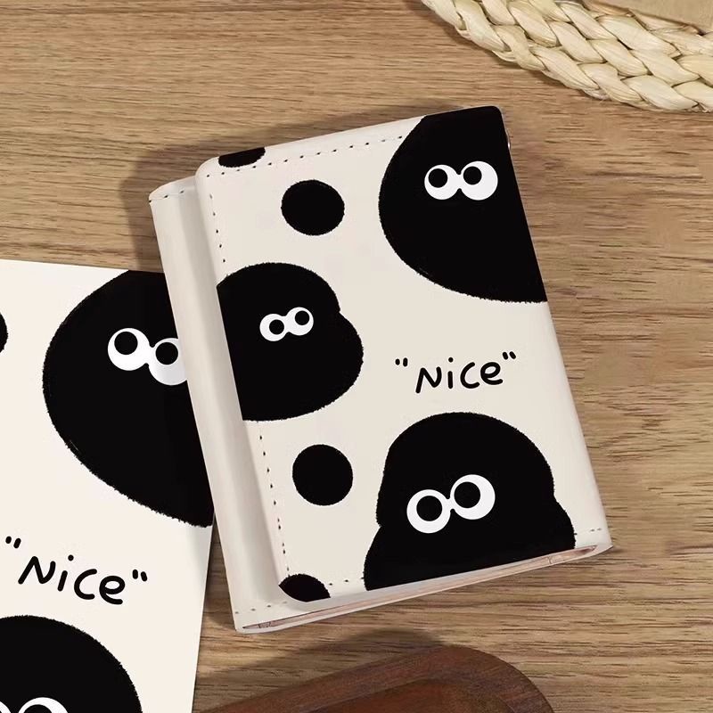 Ví bi than nhỏ hoạt hình Túi đựng tiền đa chức năng dung tích lớn dễ thương gấp ba lần Ví Zero kiểu ngắn