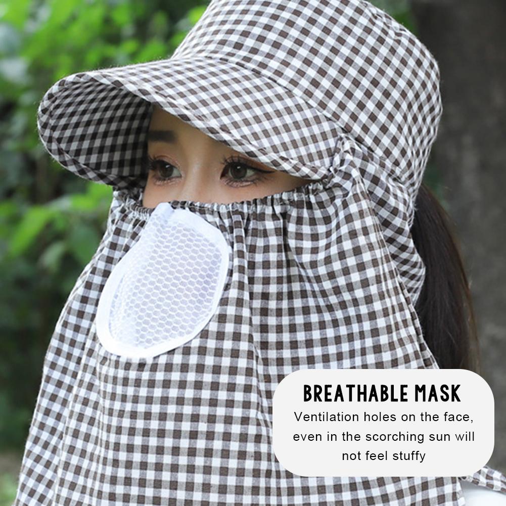 Mũ Chống Nắng Thoáng Khí Họa Tiết Sọc Caro Phong Cách Hàn Quốc Cho Nữ k2z5