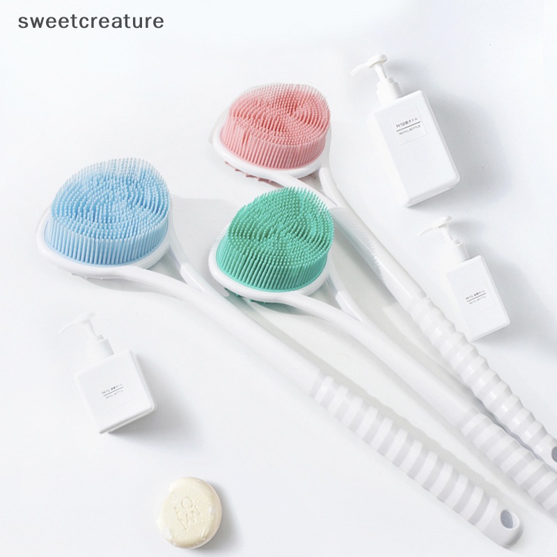 Bàn Chải Tắm Chà Lưng Tay Cầm Dài Bằng Silicon