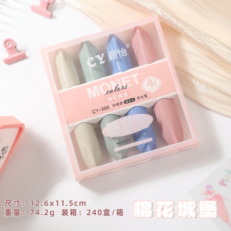 Set 4 Bút Đánh Dấu Đầu Mềm Màu Macaron Dành Cho Học Sinh