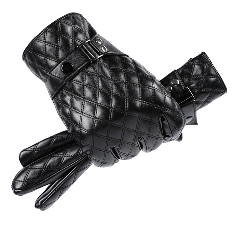Sf Găng Tay Da Mùa Đông Màu Đen Chống Gió Giữ Ấm Có Thể Chạm Màn Hình Cảm Ứng Cho Nam
