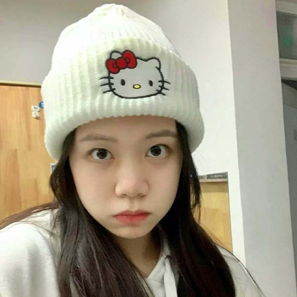 Mũ Len Trùm Đầu Co Giãn Thanh Lịch Hình melody / Động Vật Hoạt Hình cinnamoroll kuromi Mùa Thu Đông
