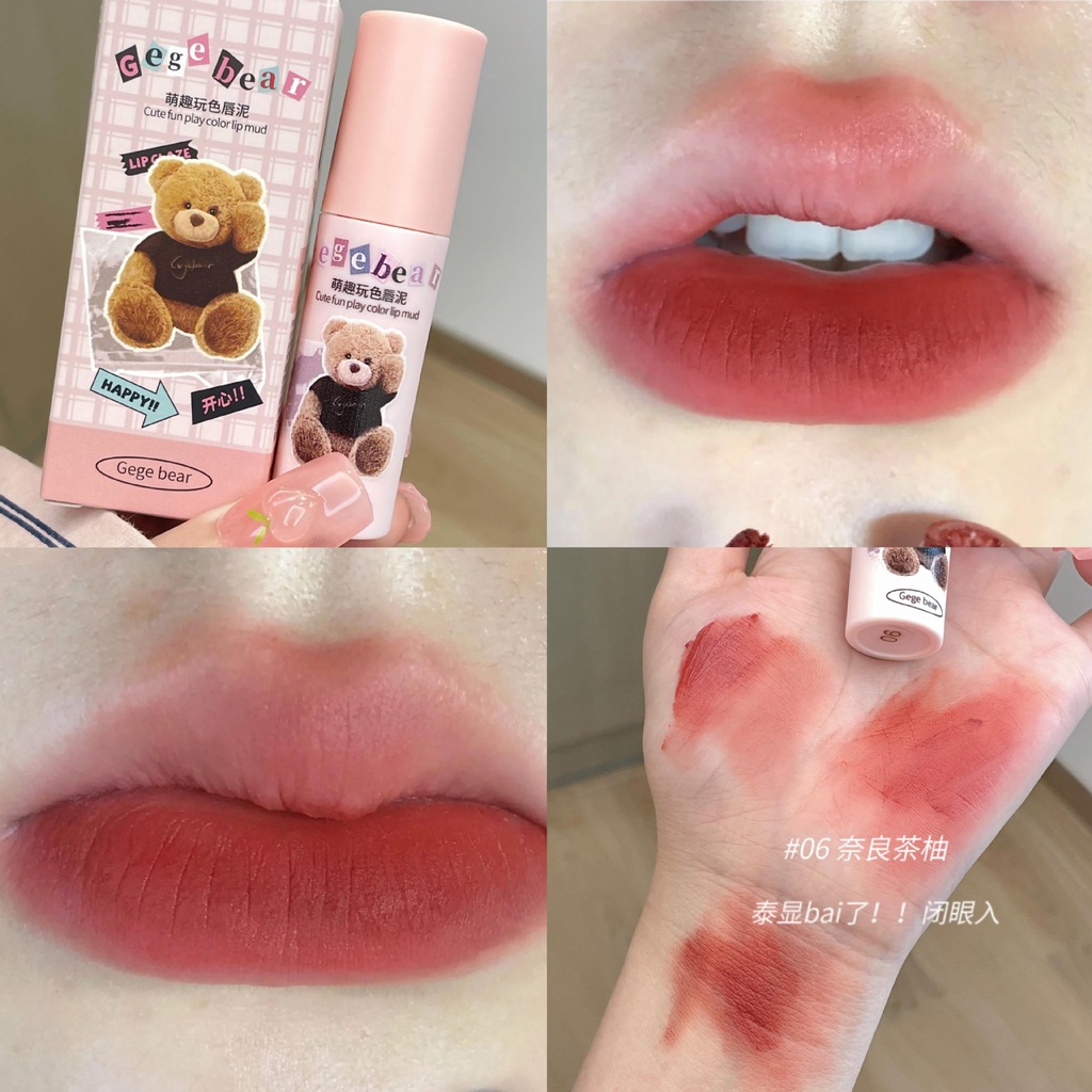 Gege bear Son Môi Dạng Kem Đất Sét Mềm Mịn Không Nhuộm Màu Giá Rẻ Cho Học Sinh