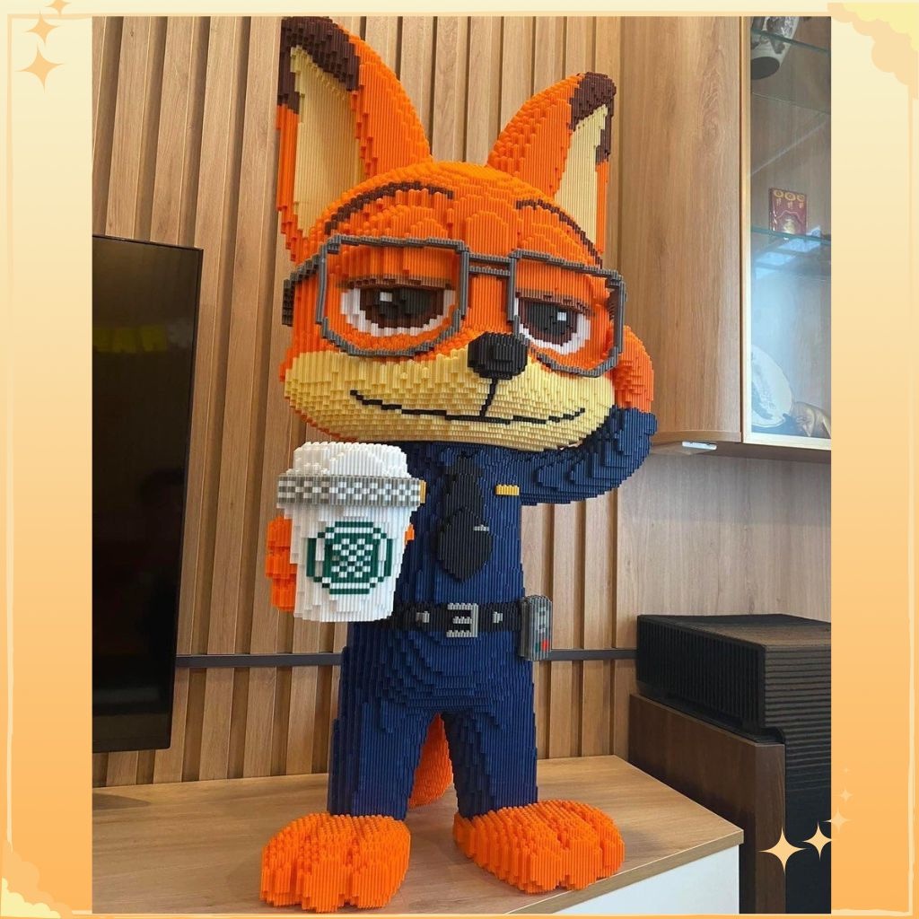 Lego cáo cảnh sát, thỏ cảnh sát 108cm tặng búa, lego cáo, thỏ 1m