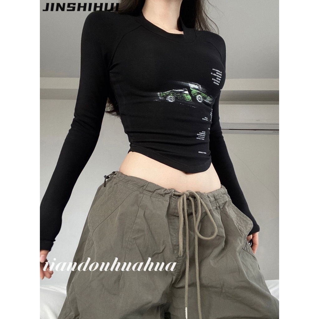 JINSHIHUI áo phông áo thun nữ croptop baby tee Đơn giản Fashion Korean thời trang WMY239343K 43Z231026