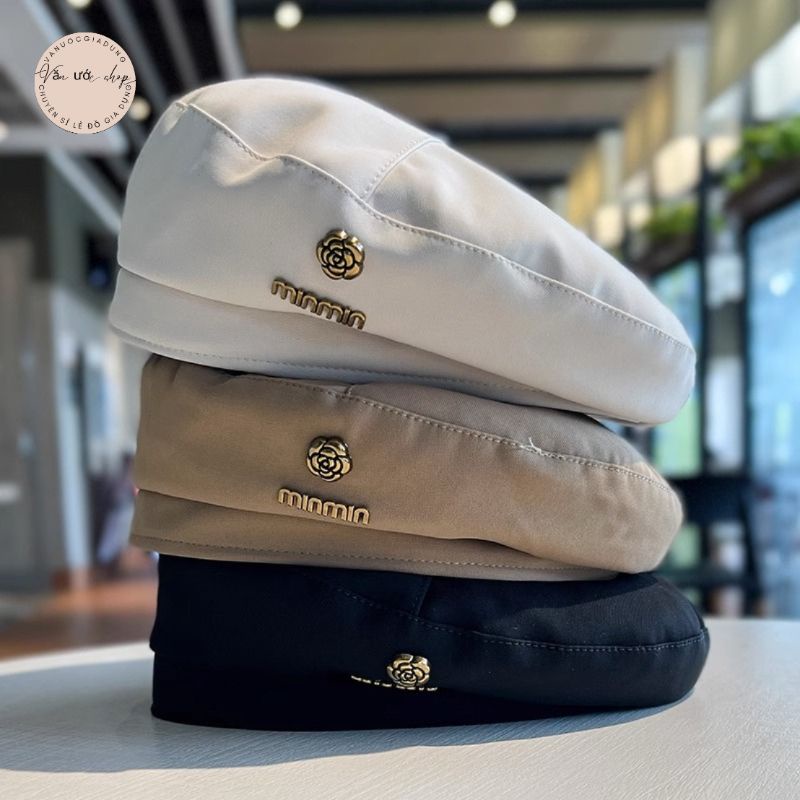 Mũ Beret Mỏng Ba Chiều In Họa Tiết Hoa Phong Cách Hàn Quốc Cổ Điển Thời Trang Xuân Hè Dành Cho Bạn Nữ