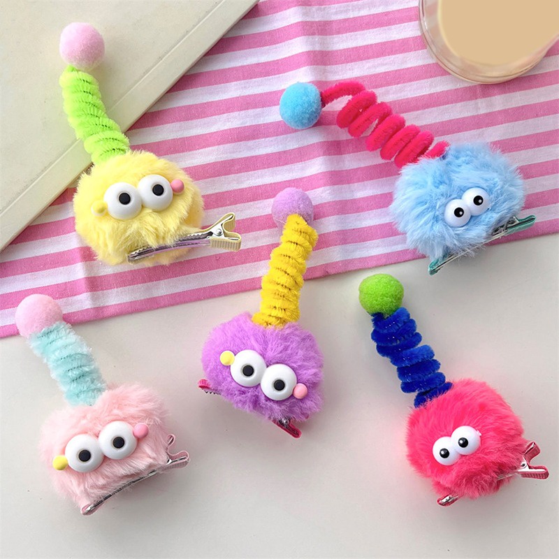 Kẹp Tóc Hình Quái Vật Hoạt Hình Nhồi Bông Nhỏ Xinh / Kẹp Tóc Xấu Xí / Kẹp Tóc Đính Bóng Lông Dễ Thương Thời Trang Ngọt Ngào Cho Bé Gái