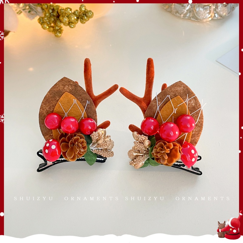 Bộ Kẹp Tóc Hình Tuần Lộc Giáng Sinh Dễ Thương Phong Cách Mới 2023