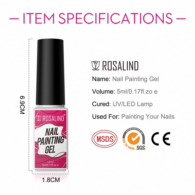 Sơn Móng Tay rosalind 5ml Màu Đỏ Phong Cách Giáng Sinh