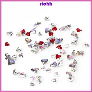 Richh set 10 hạt đá pha lê hình trái tim trang trí móng tay