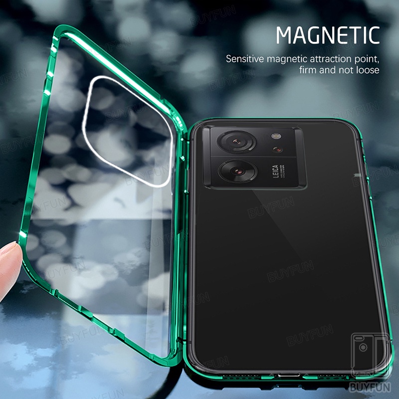 360° Adsorption Metal Magnetic Flip Case For Xiaomi Mi 13T Mi13t Pro Mi13 T 13tpro 5G Doubld-sided Tempered Glass Front Back Protect Cover For Redmi K60 Ultra K 60 Pro