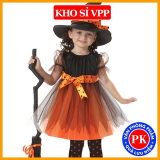 Đầm hoá trang phù thuỷ váy bé gái trang phục Halloween, váy hoá trang cho bé E1137