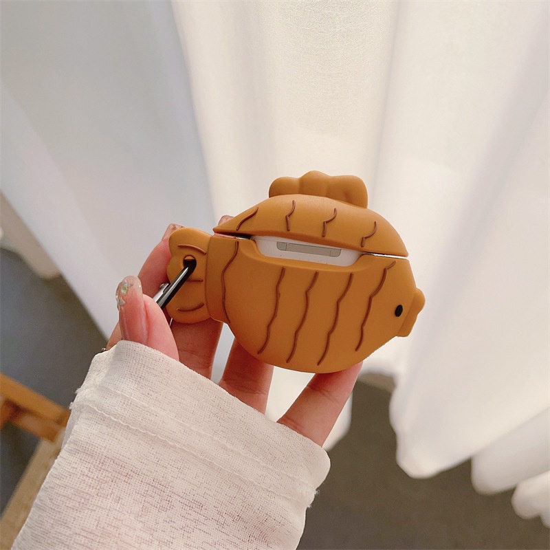 Vỏ Bảo Vệ Hộp Sạc Tai Nghe airpods 1 2 3 pro pro2 airpods3 i12 i13 inpods 12 13 pro Hình taiyaki 3d Dễ Thương