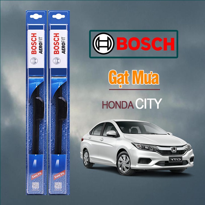 Gạt Mưa Xe Honda City Thương Hiệu BOSCH Aerofit Lưỡi Silicone Cao Cấp Chính Hãng +
