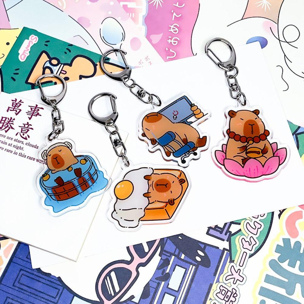 Shanhai capybara Móc Chìa Khóa Xe Hơi Bằng acrylic Hình Chú Chó Hoạt Hình Vui Nhộn Sáng Tạo