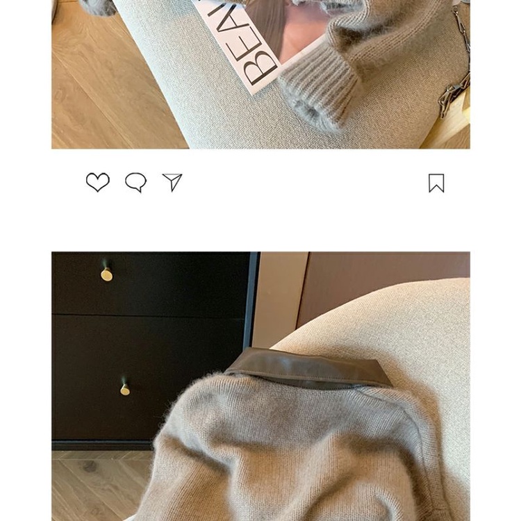 Áo Khoác cardigan Da Dệt Kim Dáng Ngắn Phối Khóa Kéo Đôi Thoải Mái Thời Trang Hàn Quốc 2023 Cho Nữ