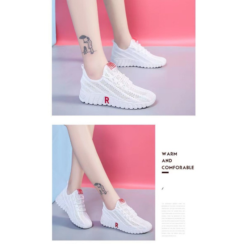 Giày Thể Thao Mùa Thu 2023 Siêu Nhẹ Phối Lưới Thoáng Khí Hợp Thời Trang Cho Nữ