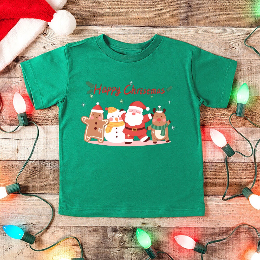 Áo Thun Tay Ngắn Cổ Tròn In Hình Ông Già Noel Giáng Sinh Năm Mới Cho Bé Trai Và Bé Gái