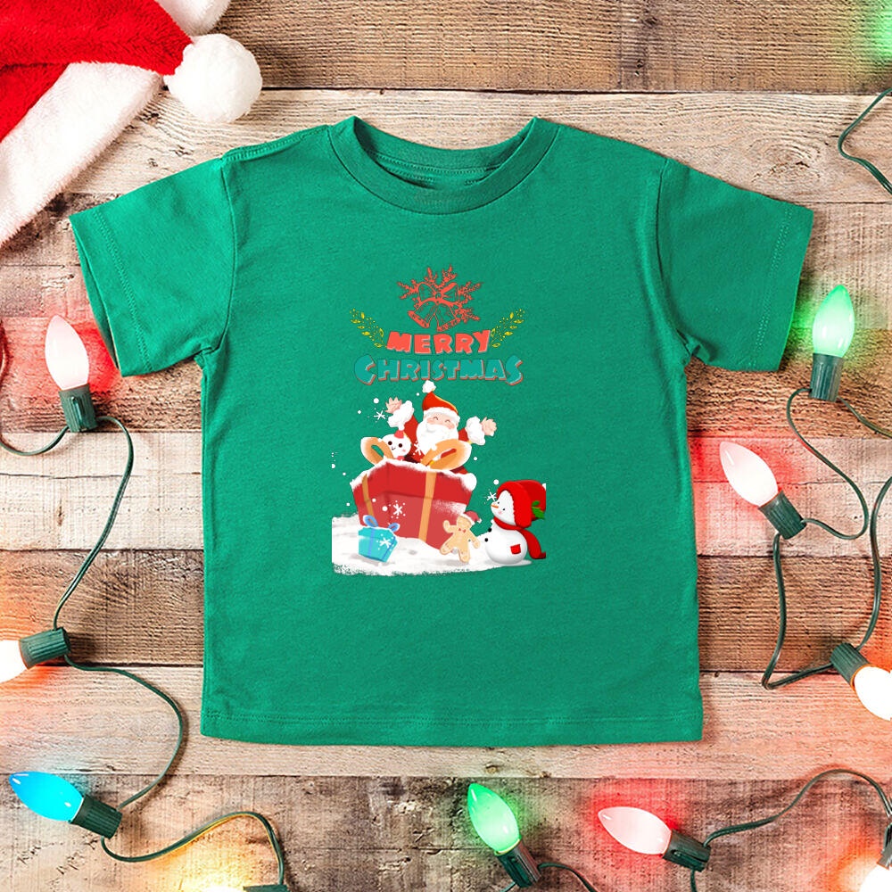 Áo Thun Tay Ngắn Cổ Tròn In Hình Ông Già Noel Giáng Sinh Năm Mới Cho Bé Trai Và Bé Gái