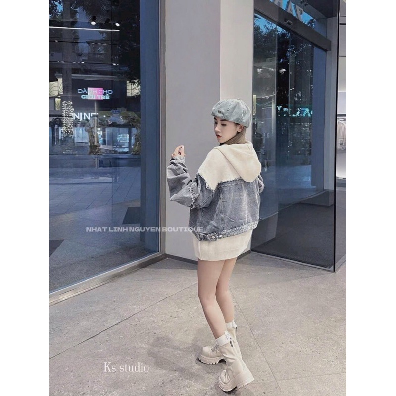 Áo khoác len pha bò