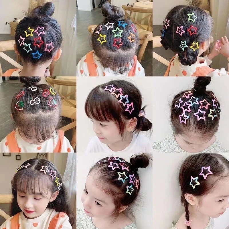 Set 10 / 30 / 50 Kẹp Tóc Hình Ngôi Sao Nhiều Màu Sắc Dễ Thương Cho Nữ y2k
