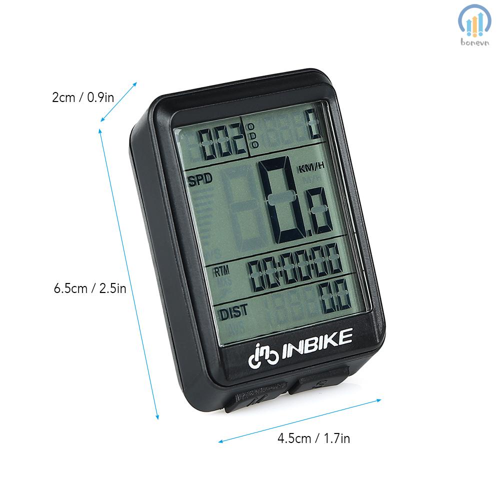 INBIKE Bike Speedometer Wireless Bicycle Computer Rainproof LCD Display Odometer Temperature Tracker