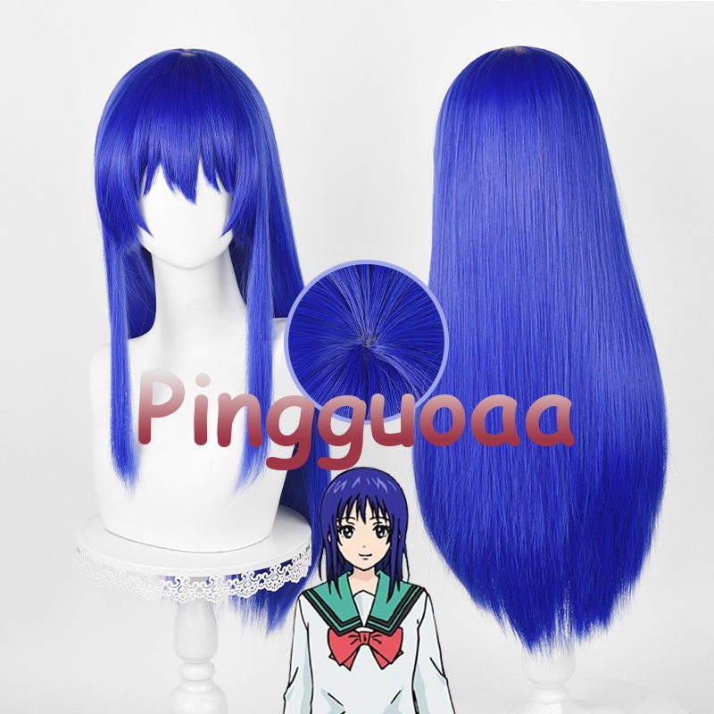Anime The Disastrous Life of Saiki K Teruhashi Kokomi Cosplay Wig 60cm Long Straight Blue Purple Wig