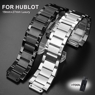 HUBLOT Dây Đeo Đồng Hồ Bằng Thép Không Gỉ 19mm X 27mm Màu Bạc / Đen Sang Trọng Cho Nam