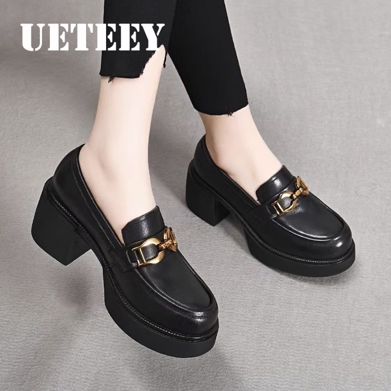 UETEEY  giày búp bê Mary Jane Lolita Đế da mềm đế êm thời trang Nhẹ nhàng Đàn hồi Độn đế Thoáng khí Điệu đà FLF23B08K4 45Z231107