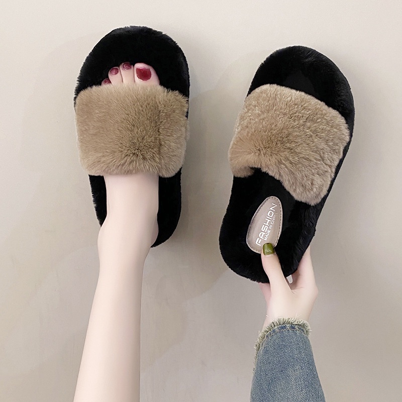 Dép cotton 4cm Màu Đen / Nâu Thời Trang Dành Cho Nữ