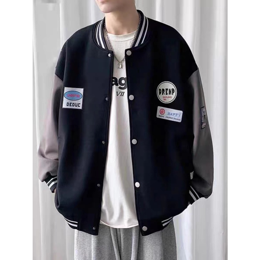 Áo Khoác Bóng Chày In Chữ Thời Trang Hàn Quốc Cho Nam