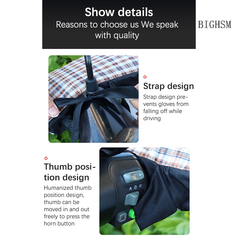 Bighsm Găng Tay Lái Xe Máy Dày Dặn Giữ Ấm Chống Mưa Mùa Đông skk