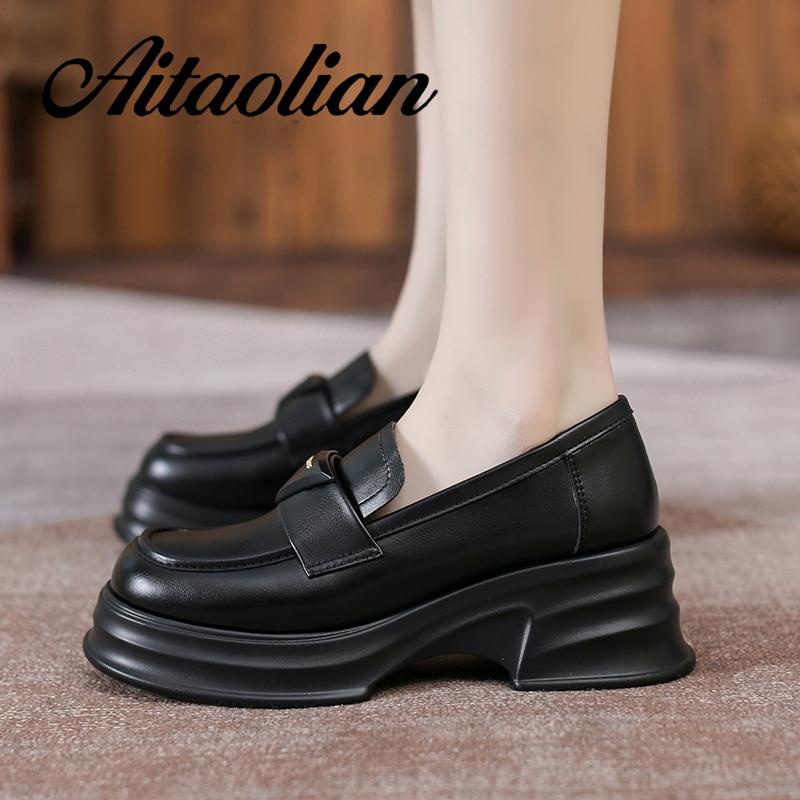 Giày Da Cao Gót 6cm Phong Cách retro Anh Quốc Cho Nữ