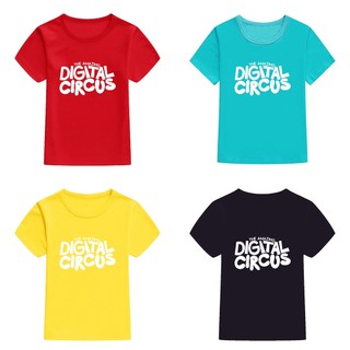 Mingyuan The Amazing Digital Circus Logo Trắng Áo Thun Trẻ Em Áo Thun Nữ Tay Ngắn Rời Unisex Thanh Thiếu Niên Tee Top
