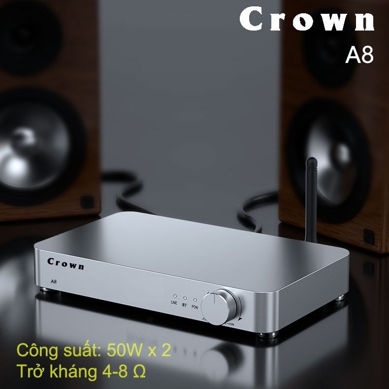 Amply cao cấp Crown A8 - Nhỏ Gọn - Chi Tiết - Sang Trọng - Công Suất 80Wx2