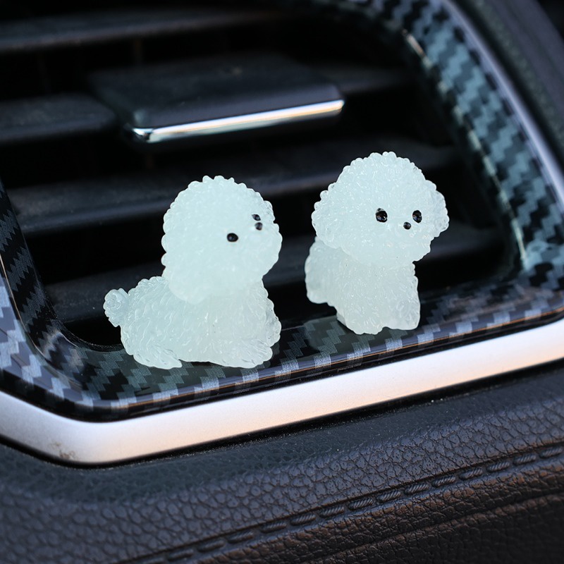 Tượng Cún poodle mini Phát Quang Trang Trí Bảng Điều Khiển Trung Tâm Xe Hơi / Sân Vườn Phát Sáng Trong Bóng Tối Để Bàn