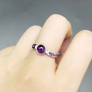 Nhẫn bạc s925 đính đá thạch anh tím tự nhiên độc đáo thời trang cho cặp đôi