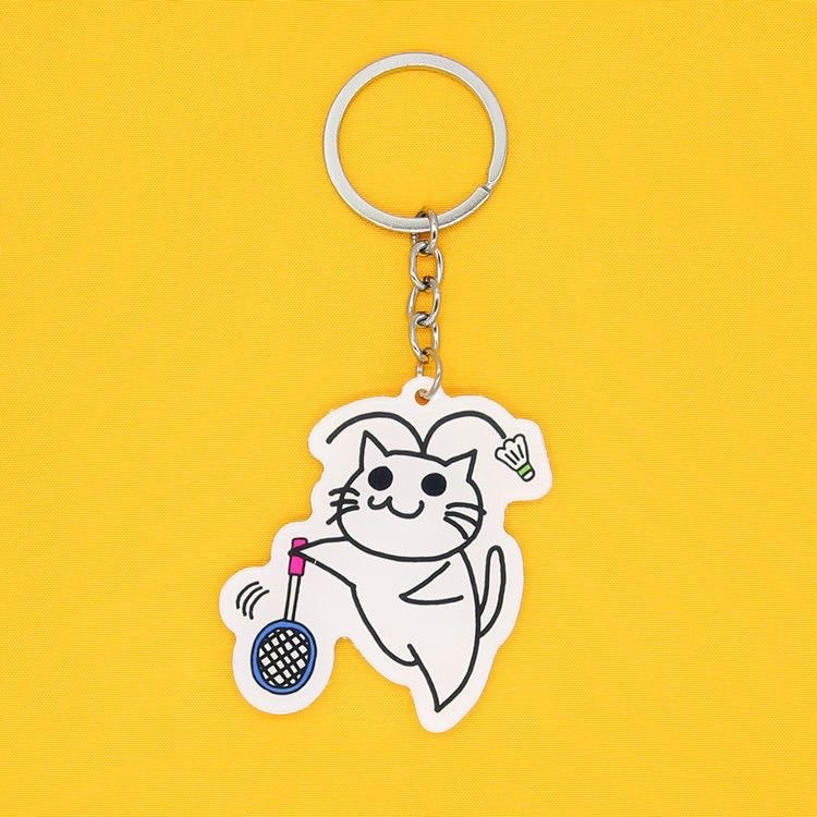 Móc khóa cầu lông hình mèo con chơi cầu cưc kì dễ thương , siêu cute